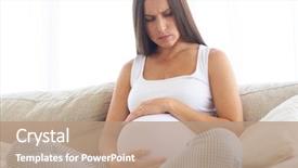  Presentation with sad woman - Slides enhanced with closeup of sad pregnant woman background and a coral colored foreground