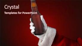  Presentation with beer bottle - Cool new slide deck with closeup of santa claus holding backdrop and a wine colored foreground