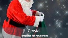  Presentation with starry night - Cool new slides with closeup of santa claus placing his bag of toys into a chimney vertical format over a starry night time background backdrop and a ocean colored foreground