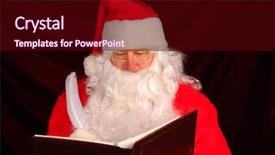  Presentation with maroon - Slide deck enhanced with closeup of santa claus writing in his naughty and nice book horizontal format with a maroon background background and a wine colored foreground