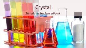  Presentation with beakers - Amazing presentation design having closeup of scientific labratory equipment backdrop and a lemonade colored foreground