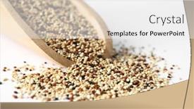  Presentation with quinoa - Colorful slides enhanced with closeup of scoop with raw quinoa grains on white background backdrop and a white colored foreground