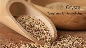  Presentation with quinoa - Beautiful slide deck featuring closeup of scoop with raw quinoa grains on wooden table backdrop and a coral colored foreground