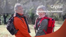  Presentation with senior couple - Cool new slide deck with closeup of senior couple hiking backdrop and a  colored foreground