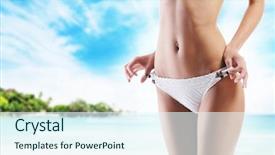  Presentation with sexy girl - Colorful PPT layouts enhanced with closeup of sexy and sporty female body girl with a perfect body shape resting on a summer vocation sea sky and beach background backdrop and a sky blue colored foreground