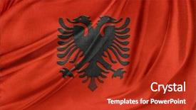  Presentation with flag - PPT theme enhanced with closeup of silky albanian flag background and a  colored foreground