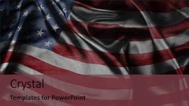  Presentation with grave marker american flag - PPT layouts with closeup of silky american flag background and a tawny brown colored foreground