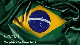  Presentation with flag buttons - PPT theme enhanced with closeup-of-silky-brazilian-flag background and a  colored foreground
