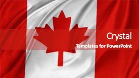  Presentation with canada flag - PPT layouts with closeup of silky canadian flag background and a crimson colored foreground