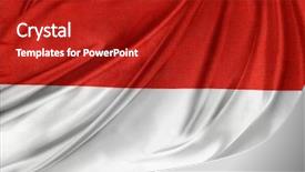  Presentation with indonesian flag - PPT theme with closeup of silky indonesian flag background and a crimson colored foreground