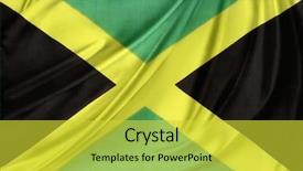 Presentation with jamaica - PPT theme consisting of closeup of silky jamaican flag background and a yellow colored foreground