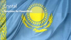  Presentation with kazakhstan - PPT theme having closeup-of-silky-kazakhstan-flag background and a teal colored foreground