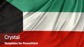  Presentation with kuwait - PPT theme consisting of closeup of silky kuwait flag background and a crimson colored foreground