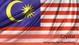  Presentation with patriotic malaysia flag - Slide deck enhanced with closeup of silky malaysian flag background and a coral colored foreground