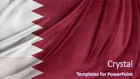  Presentation with qatar - Beautiful slide deck featuring closeup of silky qatar flag backdrop and a violet colored foreground