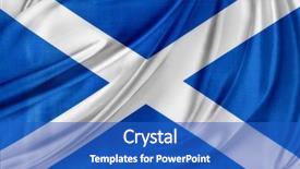  Presentation with scottish flag - Amazing PPT theme having closeup of silky scottish flag backdrop and a cobalt blue colored foreground