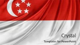  Presentation with singapore - Cool new PPT theme with closeup of silky singaporean flag backdrop and a light gray colored foreground