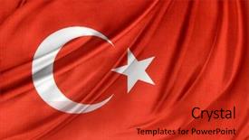  Presentation with turkish - PPT theme enhanced with closeup of silky turkish flag background and a  colored foreground
