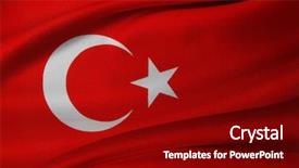  Presentation with turkish - Cool new PPT theme with closeup of silky turkish flag backdrop and a crimson colored foreground