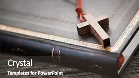  Presentation with simple - Colorful slide set enhanced with closeup of simple wooden christian backdrop and a dark gray colored foreground