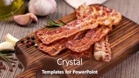  Presentation with bacon - PPT theme consisting of closeup-of-slices-of-crispy background and a tawny brown colored foreground