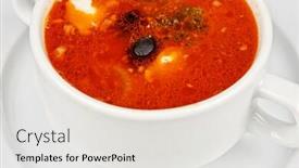  Presentation with soup - Slide set with closeup-of-solyanka-soup background and a white colored foreground