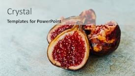  Presentation with cut - Slide deck enhanced with closeup-of-some-appetizing-ripe background and a sky blue colored foreground