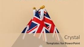  Presentation with australian - Audience pleasing PPT theme consisting of closeup-of-some-australian-flags backdrop and a lemonade colored foreground