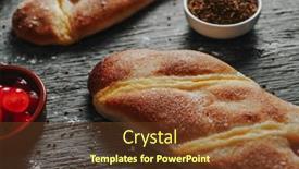  Presentation with rustic - Slide set featuring closeup-of-some-catalan-coca background and a tawny brown colored foreground