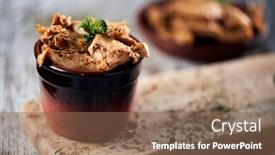  Presentation with chicken meat package - Theme consisting of closeup-of-some-cooked-mock background and a violet colored foreground