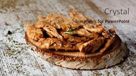  Presentation with chicken - Theme consisting of closeup-of-some-cooked background and a coral colored foreground