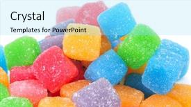 Presentation with different - Colorful presentation enhanced with closeup of some cubic gumdrops backdrop and a arctic colored foreground