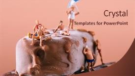  Presentation with chocolate ice cream - PPT theme with closeup of some miniature people background and a lemonade colored foreground