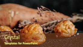  Presentation with sweet potato - Theme consisting of closeup-of-some-panellets-typically background and a tawny brown colored foreground
