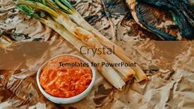  Presentation with dip - PPT layouts consisting of closeup-of-some-peeled-roasted background and a  colored foreground