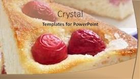  Presentation with feast - Slide set consisting of closeup of some pieces of coca amb cireres typical catalan cake with cherries for feast of corpus christi background and a coral colored foreground