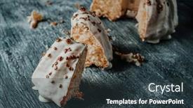  Presentation with cake - Slides featuring closeup-of-some-pieces background and a tawny brown colored foreground