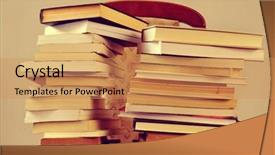  Presentation with piles - Colorful theme enhanced with closeup of some piles of books on a chair with a retro effect backdrop and a coral colored foreground