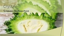  Presentation with bitter melon - Presentation theme with closeup-of-some-slices background and a yellow colored foreground