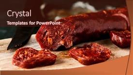  Presentation with chorizo - Cool new presentation theme with closeup-of-some-slices backdrop and a tawny brown colored foreground