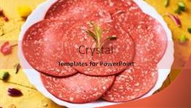  Presentation with veggie - Slide deck enhanced with closeup-of-some-slices background and a coral colored foreground