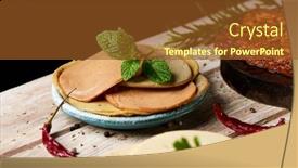  Presentation with green plate - Colorful presentation theme enhanced with closeup-of-some-some-cold backdrop and a tawny brown colored foreground