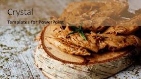  Presentation with cooking rotisserie chicken - PPT layouts enhanced with closeup-of-some-spiced background and a coral colored foreground