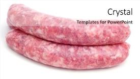  Presentation with sausages - Beautiful theme featuring closeup-of-some-uncooked-pork backdrop and a white colored foreground