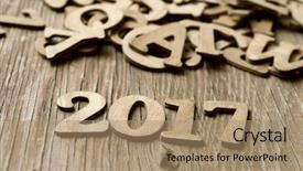  Presentation with next year - Colorful slide deck enhanced with closeup-of-some-wooden-numbers backdrop and a coral colored foreground