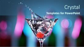  Presentation with cocktail bar - Colorful slide deck enhanced with closeup-of-splashing-martini-cocktail backdrop and a ocean colored foreground