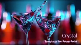  Presentation with splashing - PPT layouts enhanced with closeup-of-splashing-martini-cocktails background and a wine colored foreground