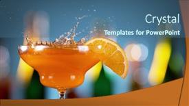  Presentation with cocktail bar - Beautiful theme featuring closeup-of-splashing-orange-cocktail backdrop and a ocean colored foreground
