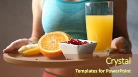  Presentation with close up wooden decking - Presentation theme having closeup of sporty woman holding background and a tawny brown colored foreground