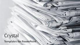  Presentation with newspapers - Slide set having closeup of stack of newspapers background and a light gray colored foreground